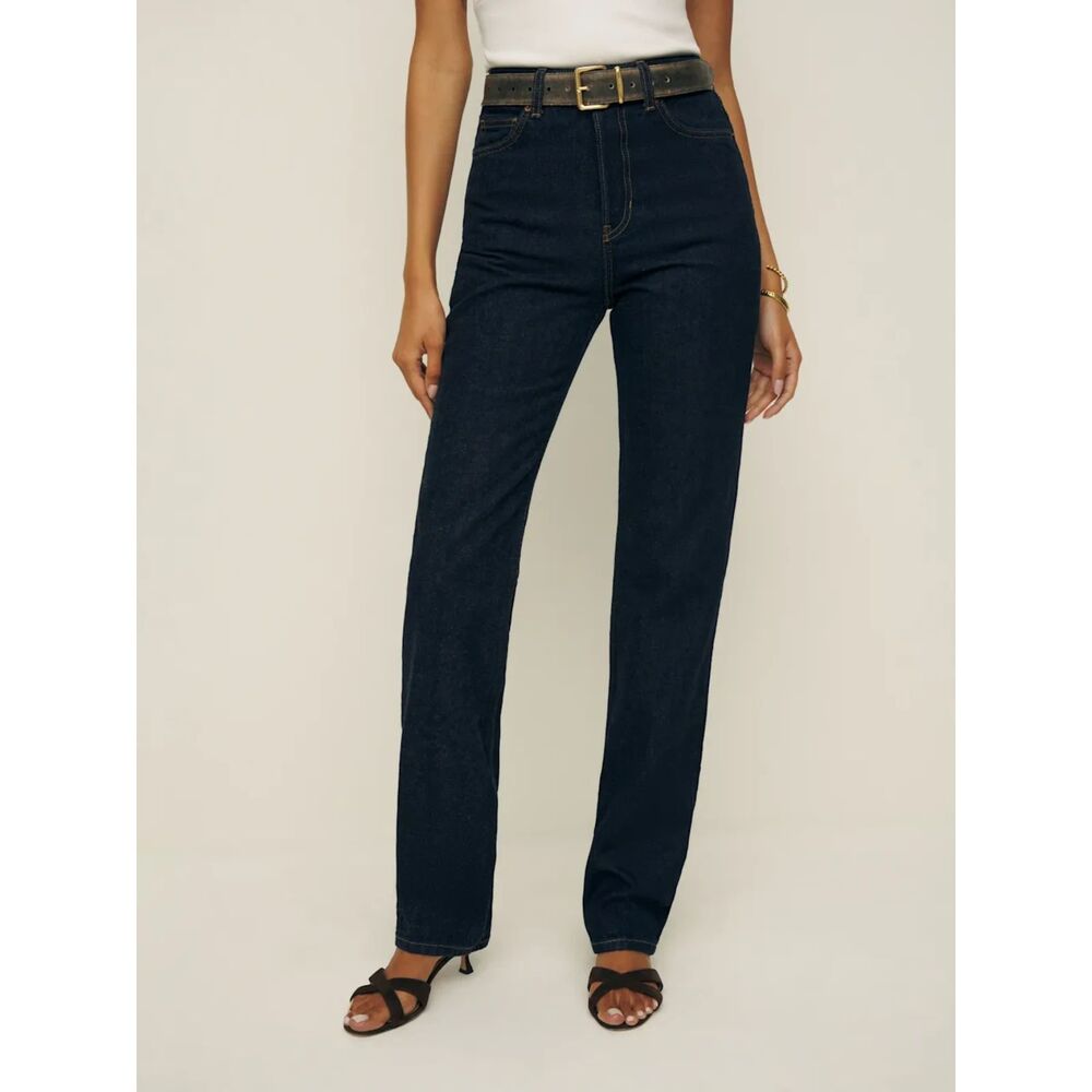 NWT Reformation Cynthia High Rise Straight Long Jeans Ondine 30